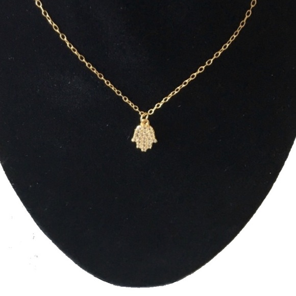 new Pave CZ Cubic Zirconia Hamsa Necklace ❃ 14KT Gold Plated Sterling Silver ❃ - Picture 4 of 15